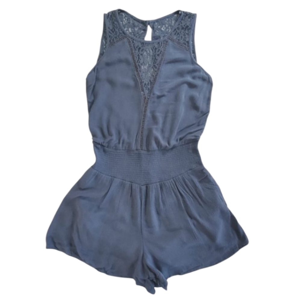 1010 * Abercrombie & Fitch Lace Sleeveless Romper Blue Size S